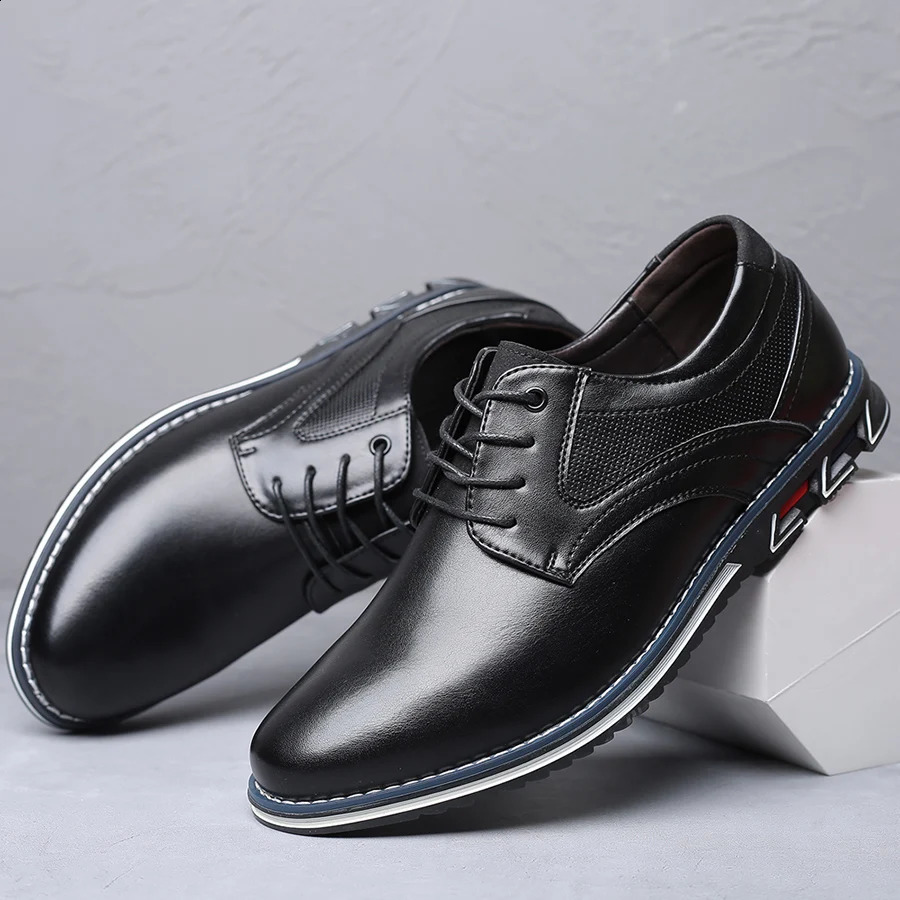 Retro Men Shoes Business Leather Shoes Fashion Casual Shoes for Men Black Brown Breathable Loafers Comfort Menshoe 240909CJ