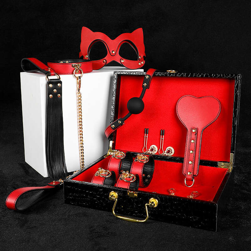 Sex toys SM props genuine leather eight piece set SM sex collar binding restraint handcuffs tuning punishment racket