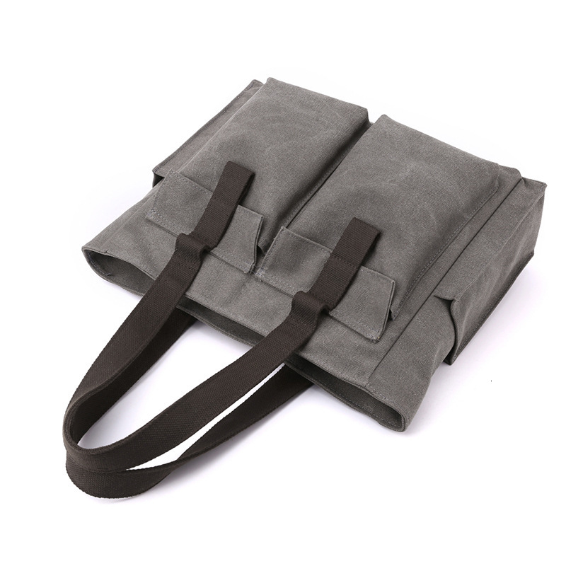 Women's Canvas Tote Purse Shoulder Bag Small Handbag Multi-Pocket Top Handle Bags With Zipper For Travel Work