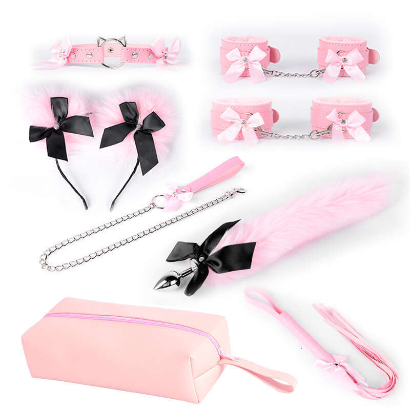 Sexy SM prop set, cute bow tie, binding handcuffs, SM tuning, leather whip, backyard development, anal plug