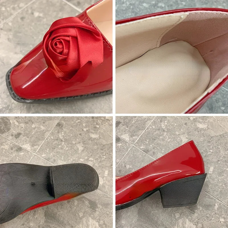 High Quality Female Purple High Heels 2024 Summer Fashion Square Toe Womens Pumps Elegant Rose Date Shoes 240921