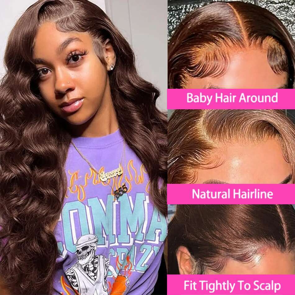 Chocolate Brown Body Wave Front Wigs For Women 13x4 13x6 Hd Lace Frontal Brazilian Glueless Human Hair Wig