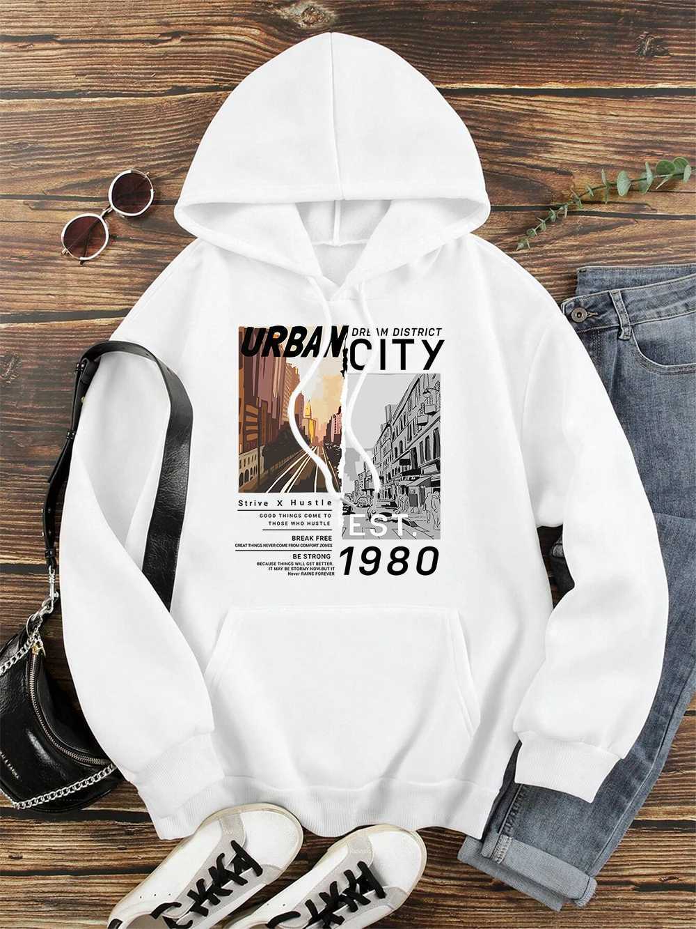 Urban Dream District City Printed Hoodie Mens Hip Hop Fashion Hoodie Harajuku Wool Sweatshirt Autumn Crewneck Clothing W240921