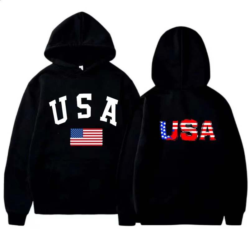 Mens Female Hoodie Harajuku USA pattern Y2K Street Fashion Trend Spring Autumn Fleece Top Unisex Clothing 240910