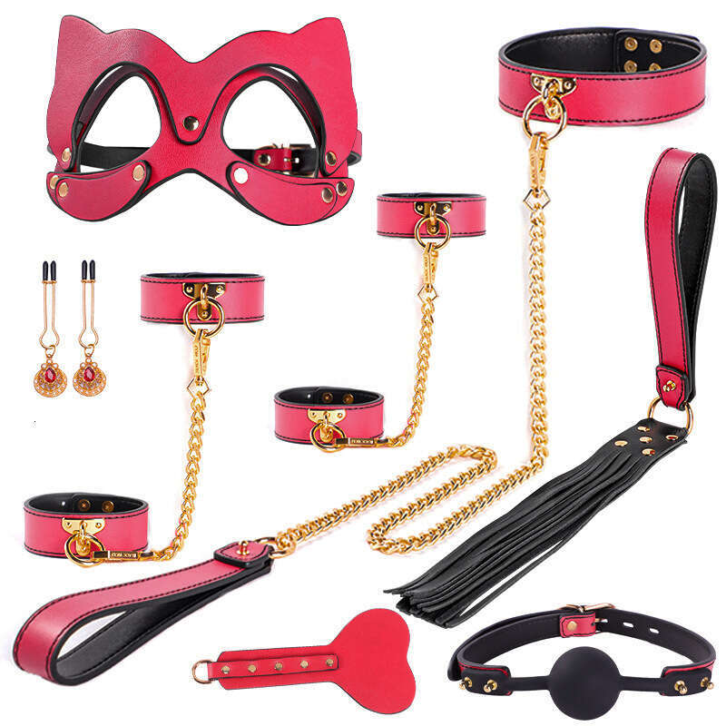 Sex toys SM props genuine leather eight piece set SM sex collar binding restraint handcuffs tuning punishment racket