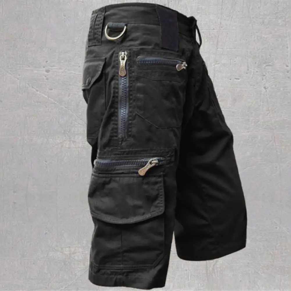 Stylish Short Pants Mid Waist Summer Cargo Shorts Sweat absorbing Zipper Pocket PantsX240921