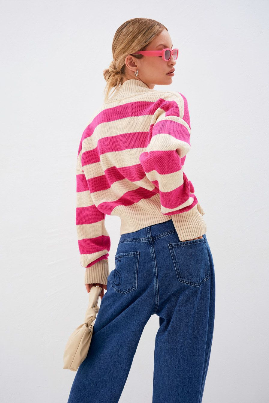 2024 autumn and winter new sweater women's clothing contrasting color loose and sexy knitted cardigan jacket casual top
