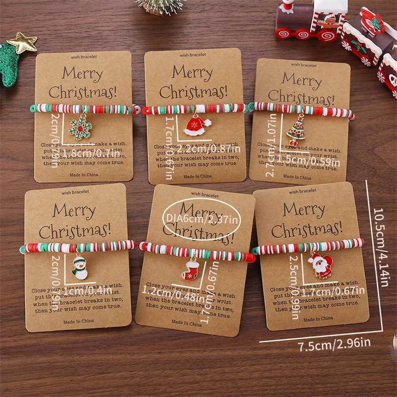 Christmas Green Polymer Clay Beaded Bracelet for Women Fashion Santa Claus Tree Snowflake Pendant Bracelet Xmas Party JewelryX240921