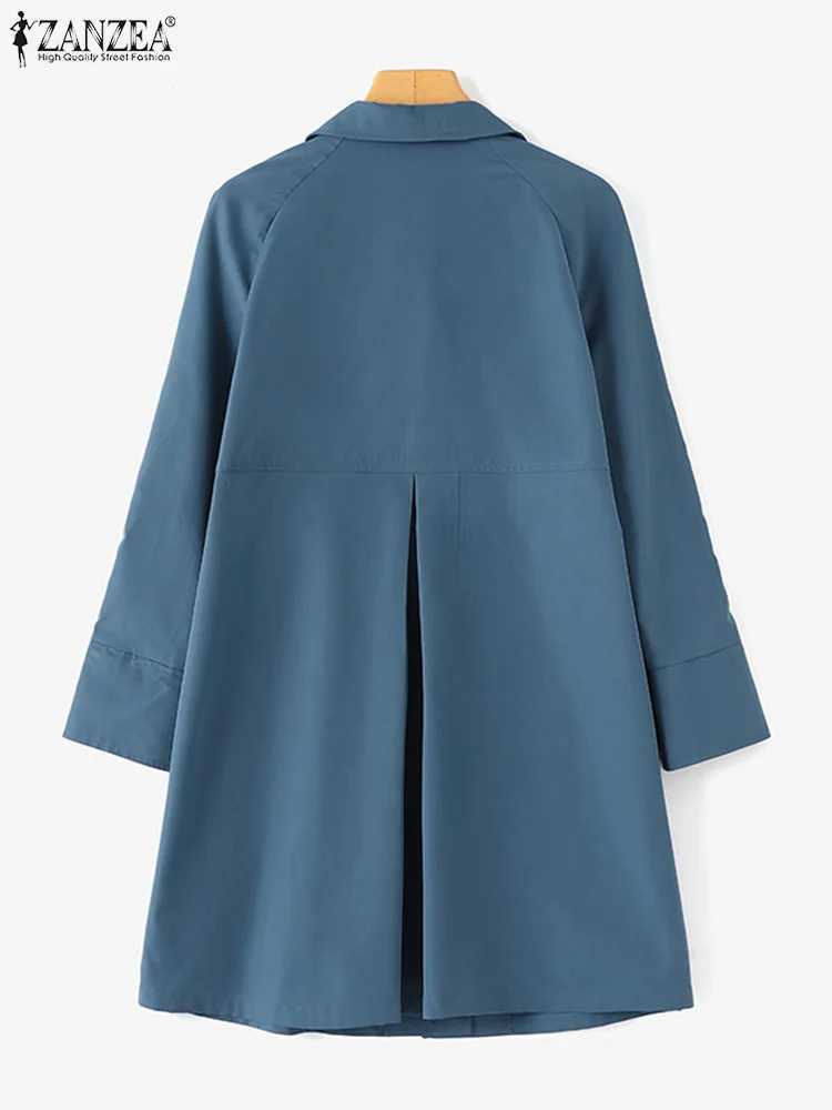 Women Thin Trench Coats 2024 ZANZEA Autumn Fashion Solid Jackets Casual Lapel Neck Long Sleeve Loose Long Windbreaker OutwearX240921
