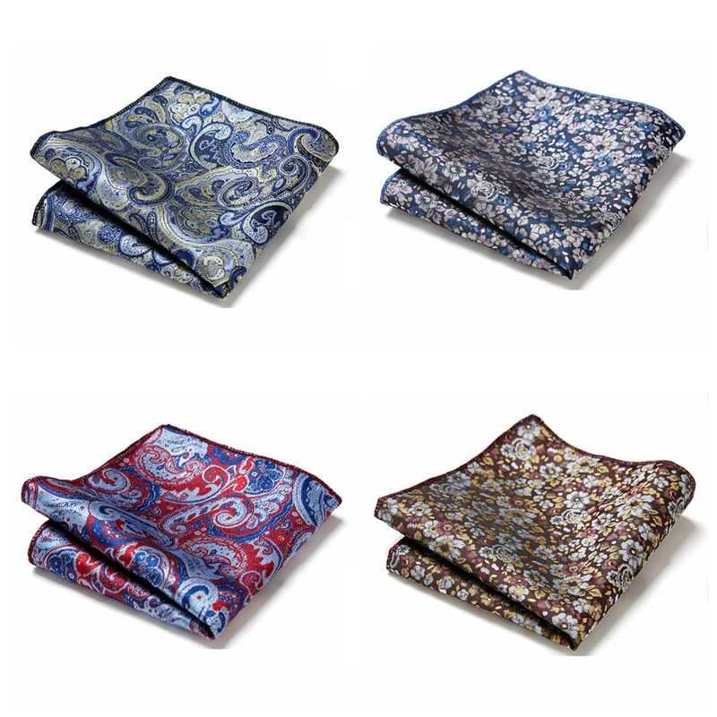 Paisley Hanky Floral Pocket Square Fit Men Suits Wedding Party Fashion Business Handkerchief Navy Blue Pocket Hanky Red SquareX240921