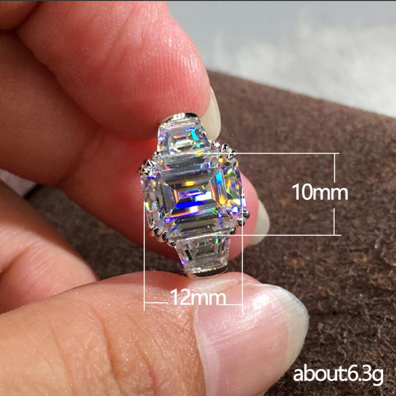 2024 Gorgeous Sparkling Luxury Jewelry 925 Sterling Silver Fill Princess Cut White 5A Cubic Zircon CZ Diamond Party Eternity Women Engagement Band Rin
