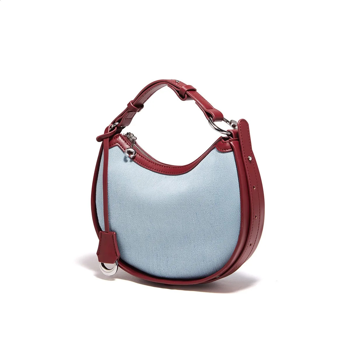 FOXER denim womens shoulder bag highquality homeless cross body fashionable PU leather retro simple blue zipper handbag 240919