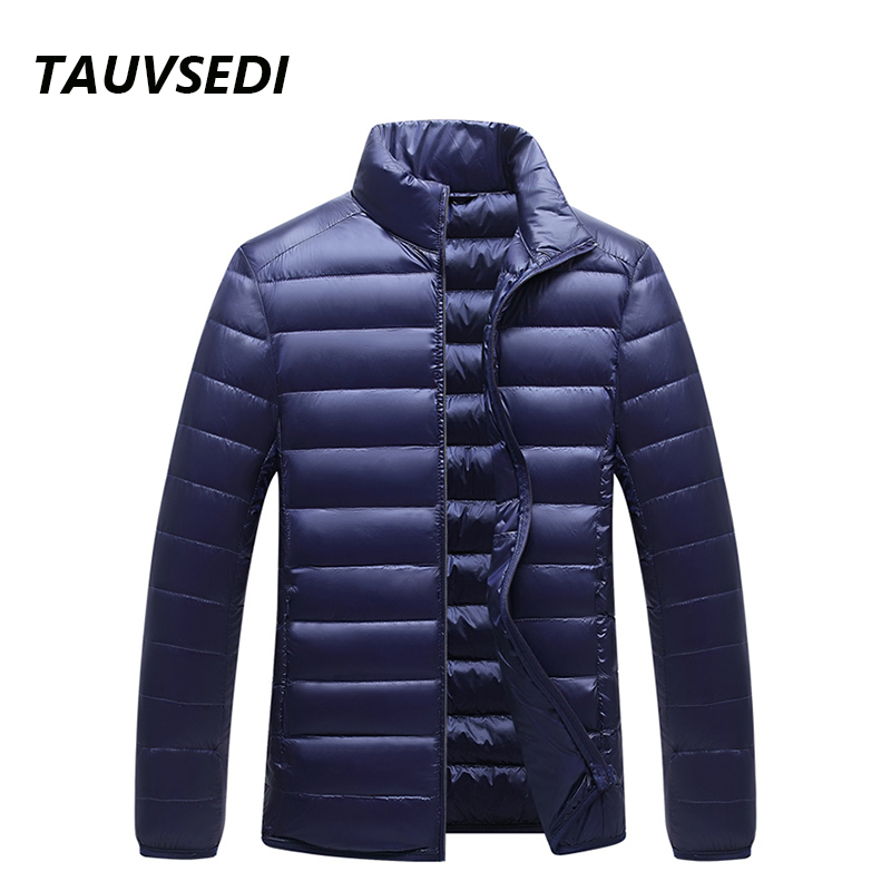 Men White Duck All-Season Ultra Lightweight Packable Coat Stand Collar Solid Slim Hooded Waterproof Down Jacket 2023