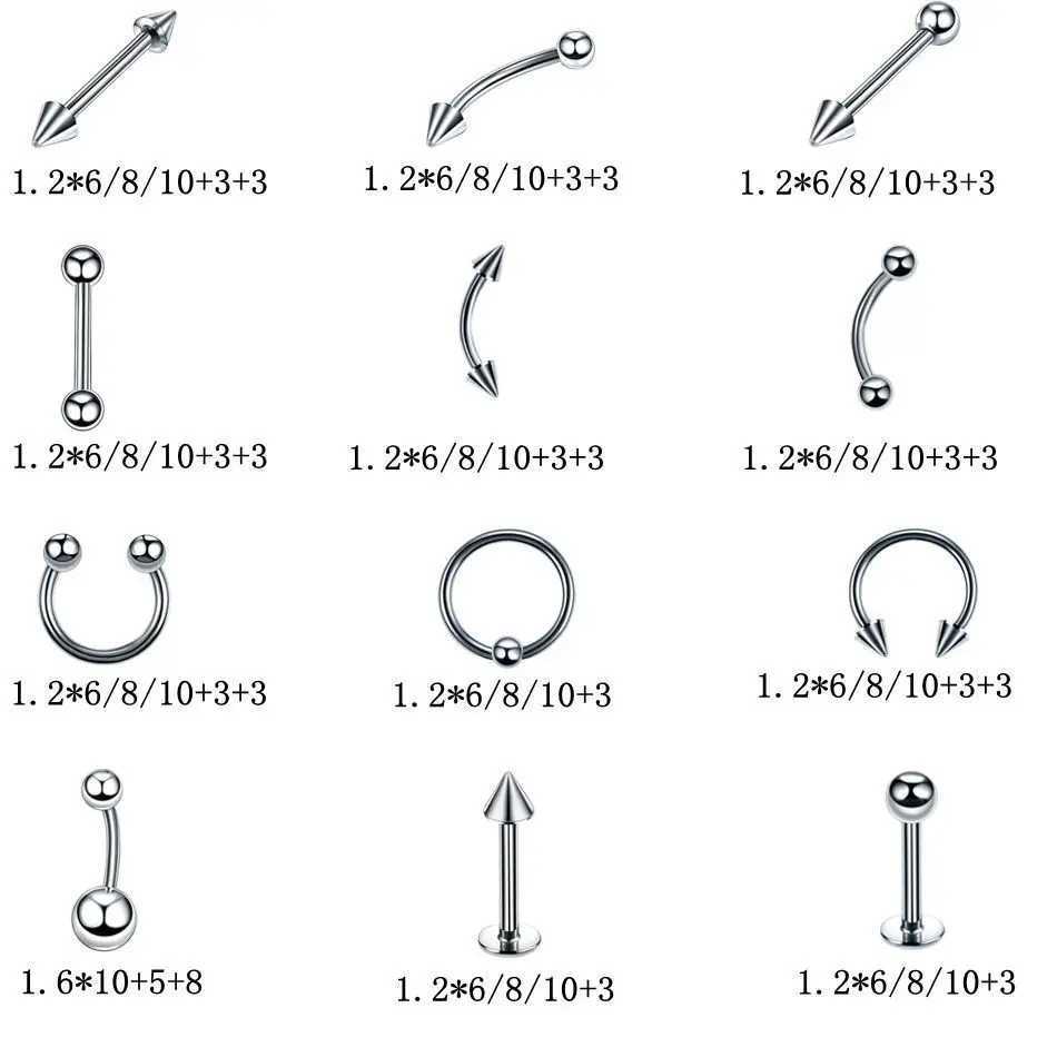 Body Piercing Jewelry 14G Stainless Steel Nose Ear Belly Lip Tongue Ring Captive Bead Eyebrow Bar Piercing Lot Jewelry for Sexy Y240921