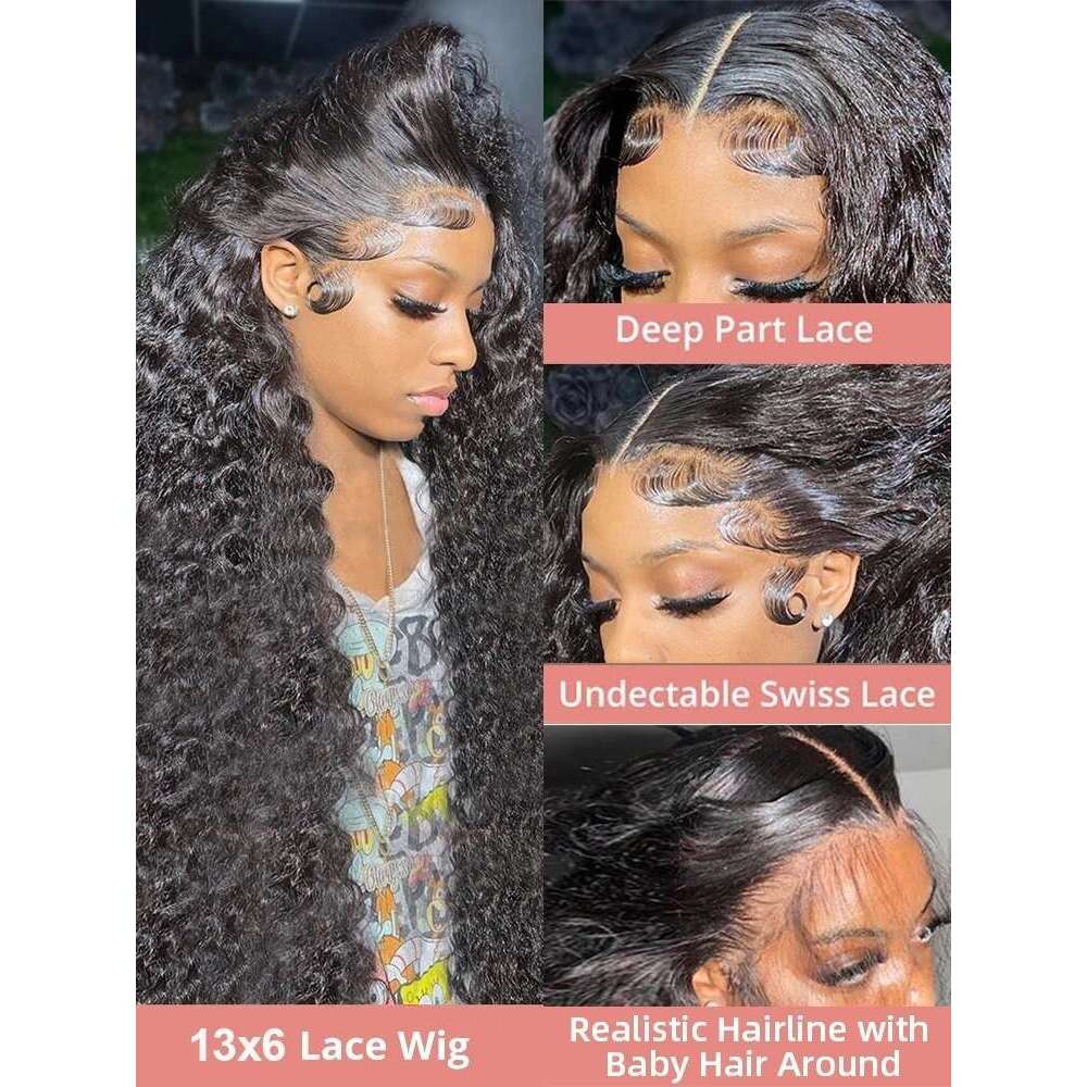 Meodi Deep 13x6 Hd Curly Front Human Hair 360 Pre Plucked Lace Wig 40 Inch 13x4 Water Wave Frontal Wigs For Women
