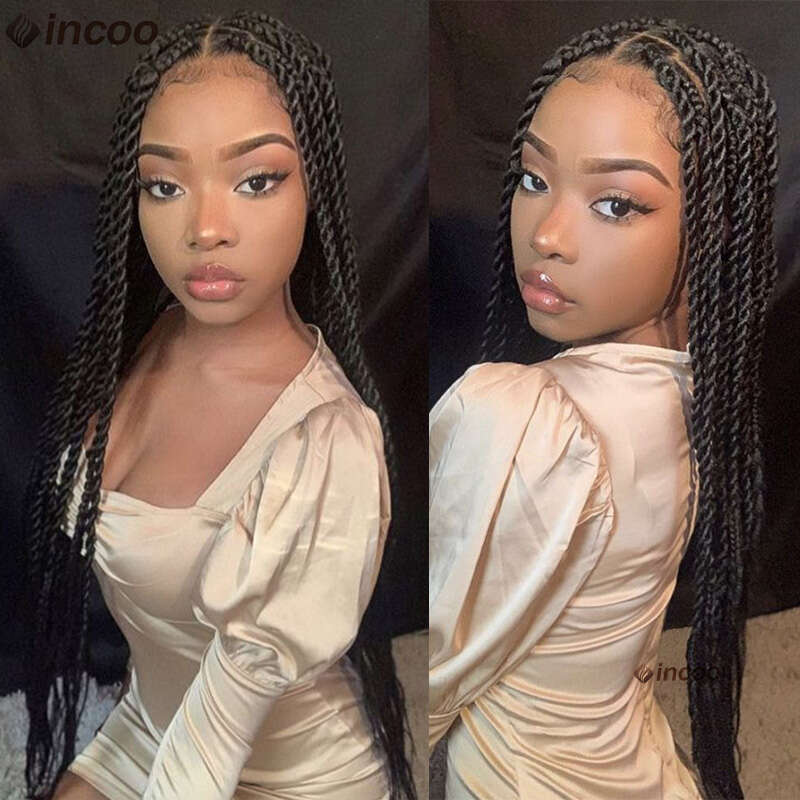 Senegalese Twist Front For Black Women Synthetic Full Lace Frontal Wigs Pre Plucked Box Braids Passion Twists