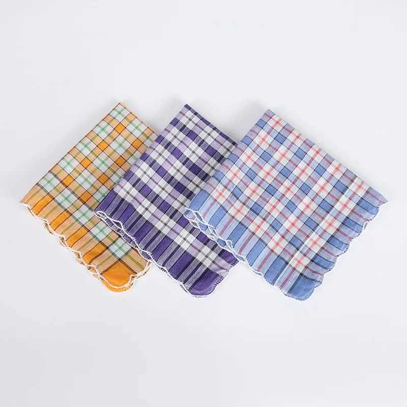 3Pcs 28x28cm square multi-color plain weave womens pocket wedding party business chest towel handle W240921