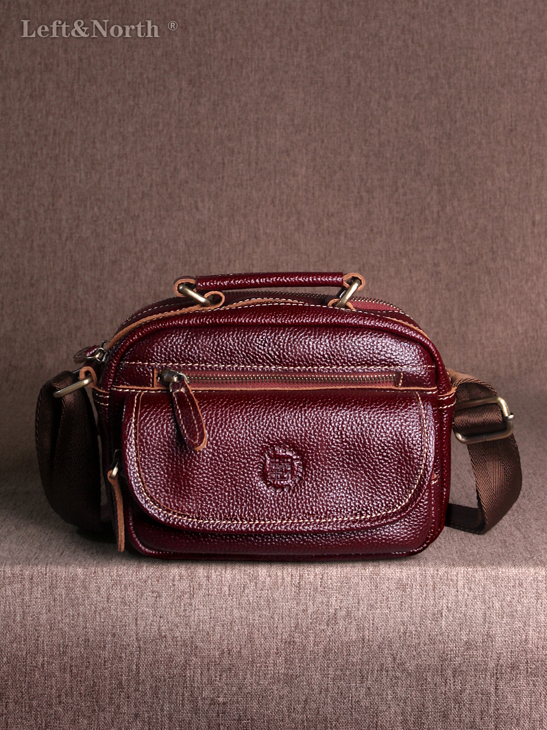Left&North Women's Messenger Bag Trend 2024 Genuine Leather Handbags 100% Natural Cowhide Vintage Top-Handle Bags Original Brand