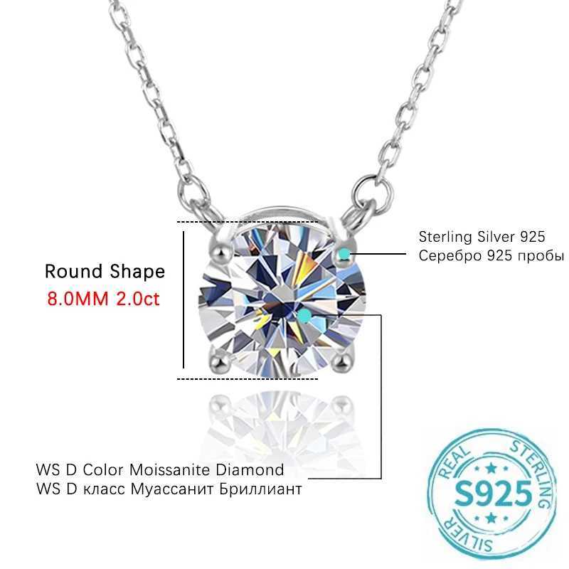 URMYLADY Moissanite Diamond 8.0mm 2CT Womens Necklace Pendant 925 Womens Necklace Party Bridal Exquisite Jewelry W240918
