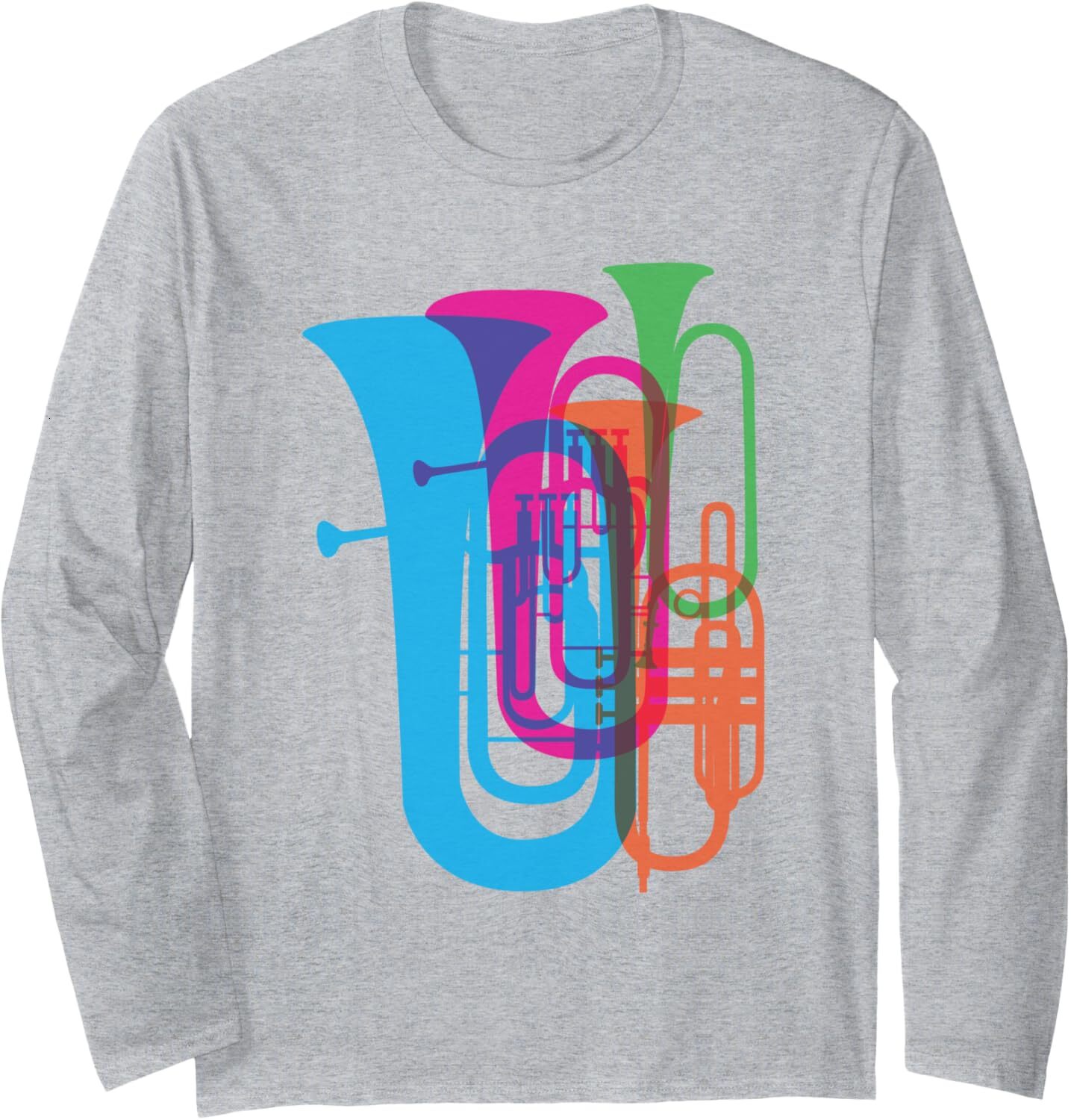 Long Sleeve Shirts for Men sweatshirt Colorful Tuba Brass Instrument Gift for Musician Long Sleeve Tee Streetwear Casual tops clothes