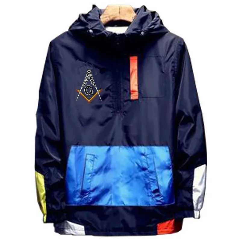 Men's Hoodies Sweatshirts New SprMen Freemason Square and Compass Zipper T-shirt Hoodie Bomber Jakcet Patch Work Windproof Jacket Sportswear Hood