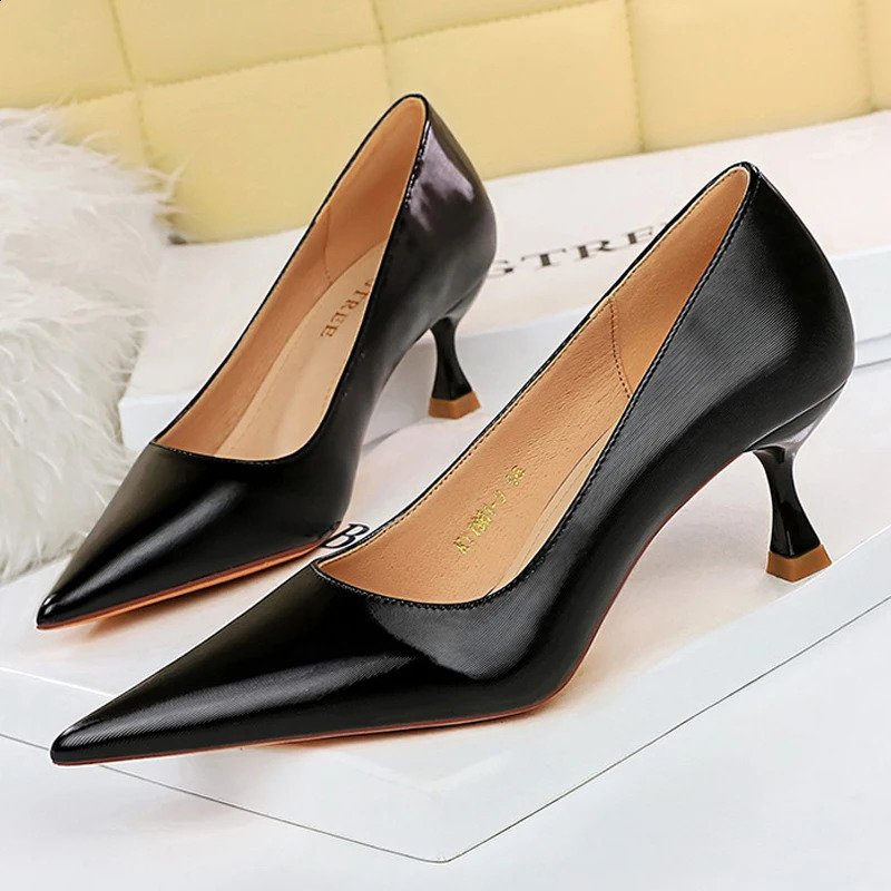 BIGTREE Shoes Fashion Kitten High-heeled Shoes Women Pumps Pu Leather Shoes High Heels Occupation OL Office Shoes Plus Size 43 240921