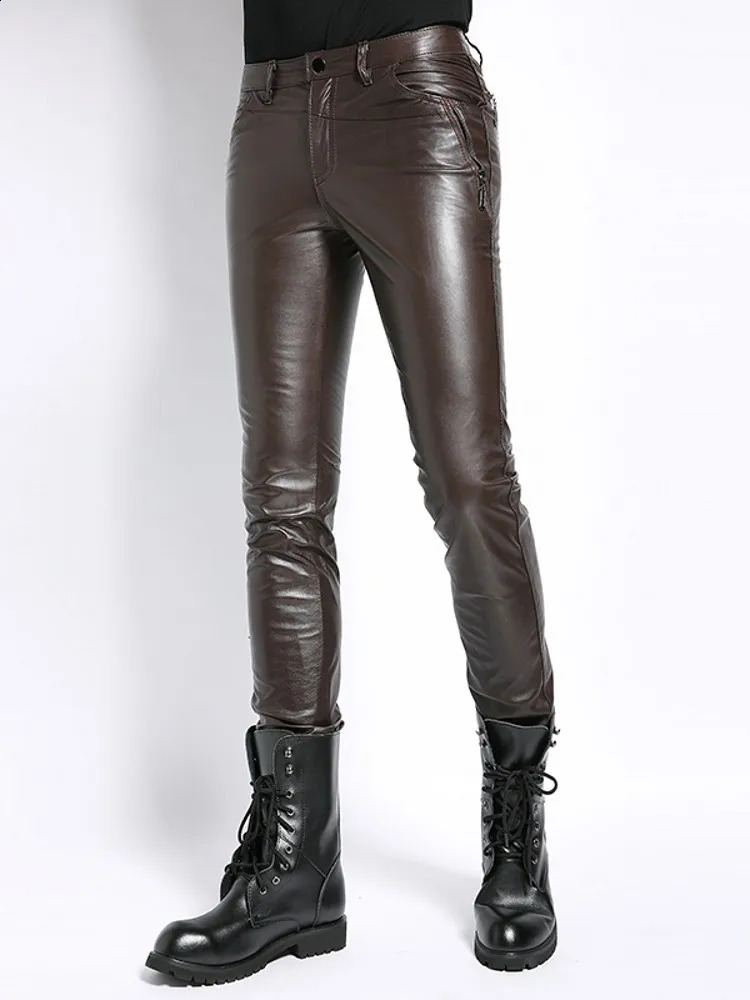 High quality mens ultra-thin pants suitable for piglet pencil pants thin motorcycle riding real leather pants windproof pants 240913