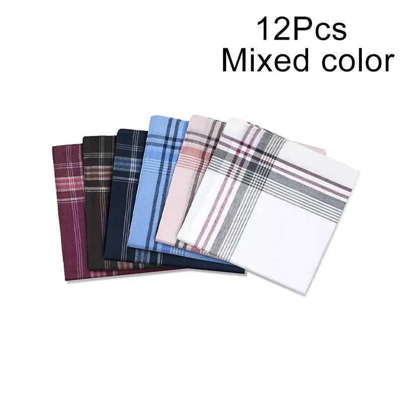 12 pieces/batch 36x36cm pure cotton black and white gray English striped grid mens pocket wedding party business handle W240921