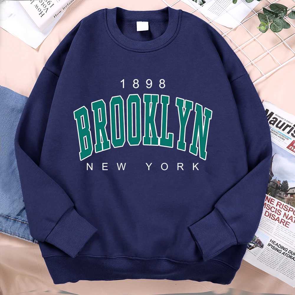 1898 Brooklyn New York printed clothing mens wool sweatshirt fashionable casual loose hoodie autumn cartoon womens hoodie W240921
