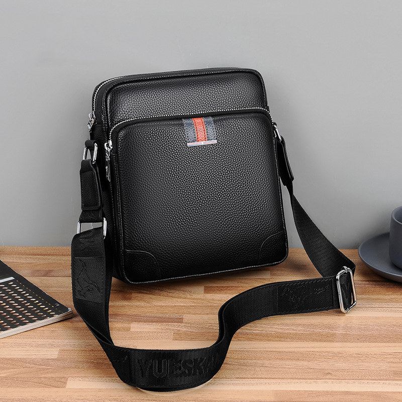 Famous Brand Small Men's Genuine Leather Men Shoulder Messenger Fashion Business Man Crossbody Bag Cowhide Briefcase