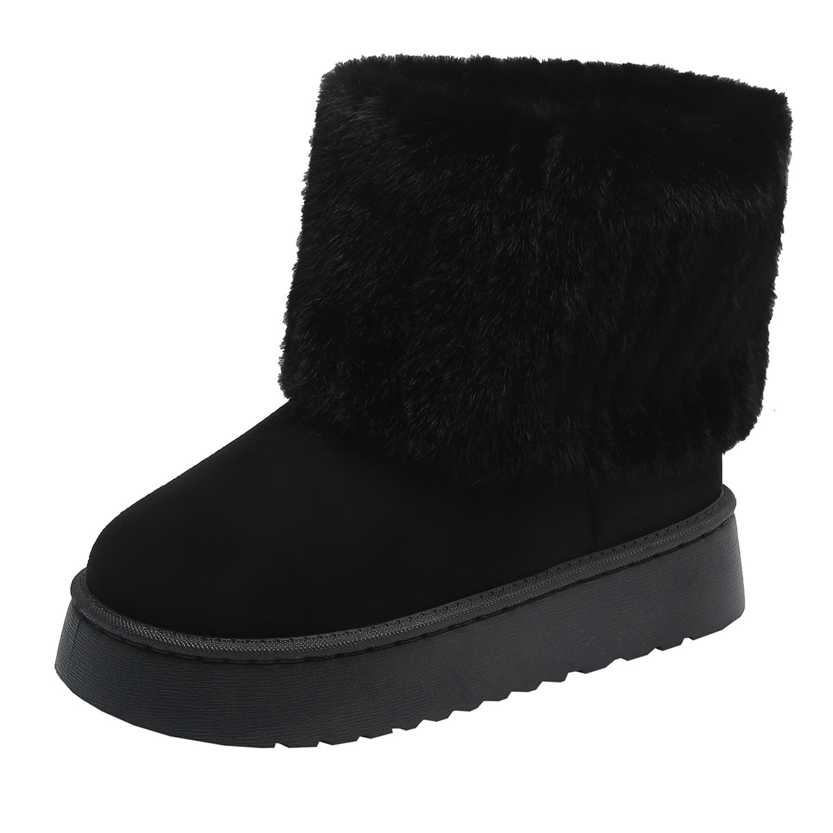 2024 Designer New Fur Striped Decoration Women Snow Boots Suede Autumn Winter Casual Thick Sole Midsole Warm And Comfortable Cotton Shoes