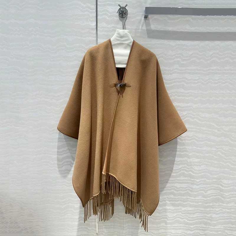 Heavy duty leather packaging cashmere shawl shawl fashionable and versatile womens top jacket high quality autumn new y2k W240921