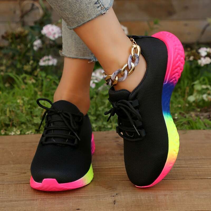 Fall New Mesh Breathable Women Sneakers Fashion Lace Up Ladies Casual Round Toe Walking Tennis Shoes atos De Mujer