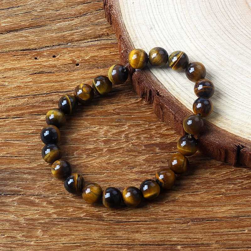 Charm Natural Tiger Eye Bracelet Men and Women 5A Natural Stone Jewelry Healing Buddha Elastic Rope Couple Crystal Bead BraceletX240921