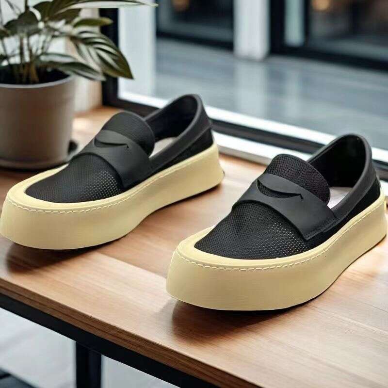 Summer Black Loafers Men Breathable Mesh Platform Urban Man Sneakers Fashion Comfortable Slip-on Men's Casual Shoes