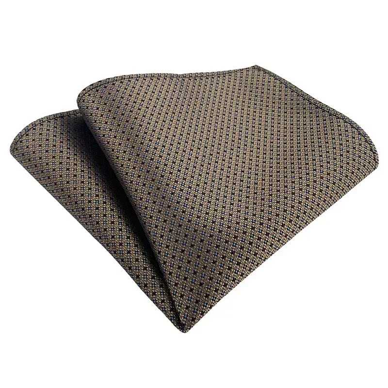 Silk Feel Mens Polyester Pocket Square Brown Green Blue Jacquard Hanky Best Man Korean Formal Wedding Bridegroom HandkerchiefX240921