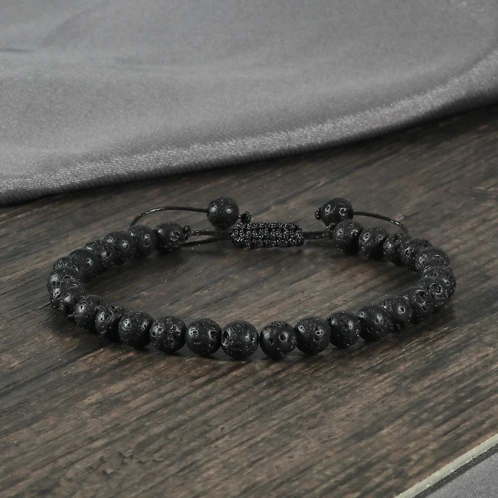 4 6 8mm Men Bracelet Natural Stone Lava Rock Beads Bracelets Handmade Braided Bangles Essential Oil Diffuser Women Jewelry GiftsX240921