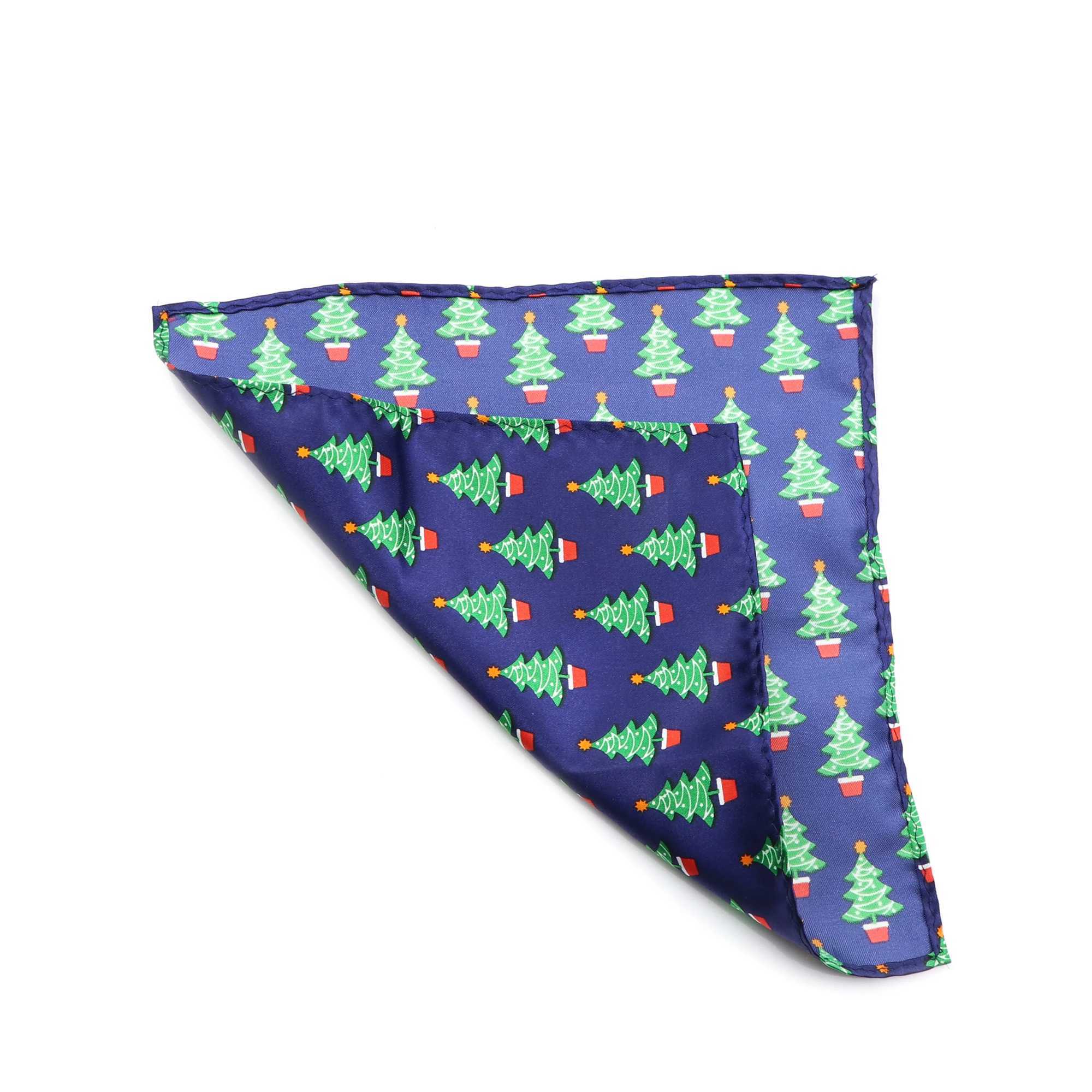 New Christmas Handkerchief Polyester Hankie Pocket Square Hand Made 22cm Women Men Casual Party Gift Tuxedo Bow Tie AccessoryX240921