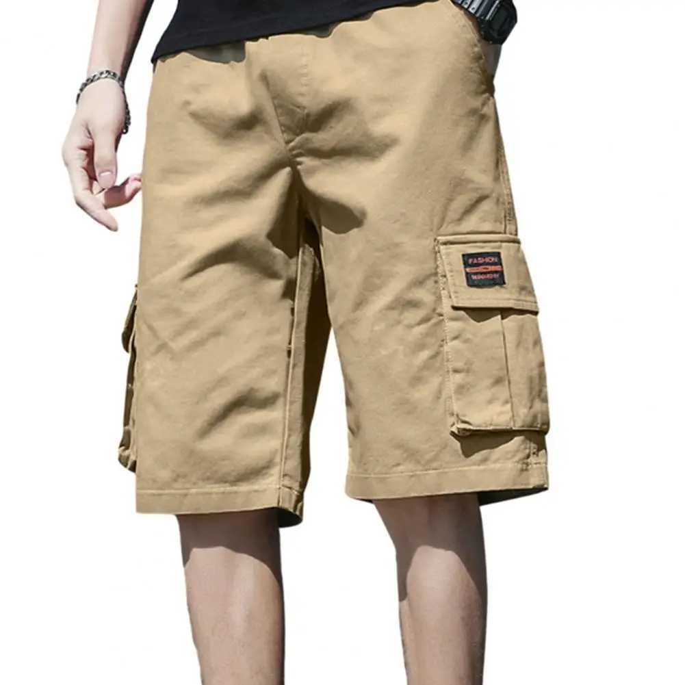 Men Cargo Shorts Mens Loose Fit Cargo Shorts with Multiple Pockets Elastic Waistband Breathable Fabric Casual for SummerX240921