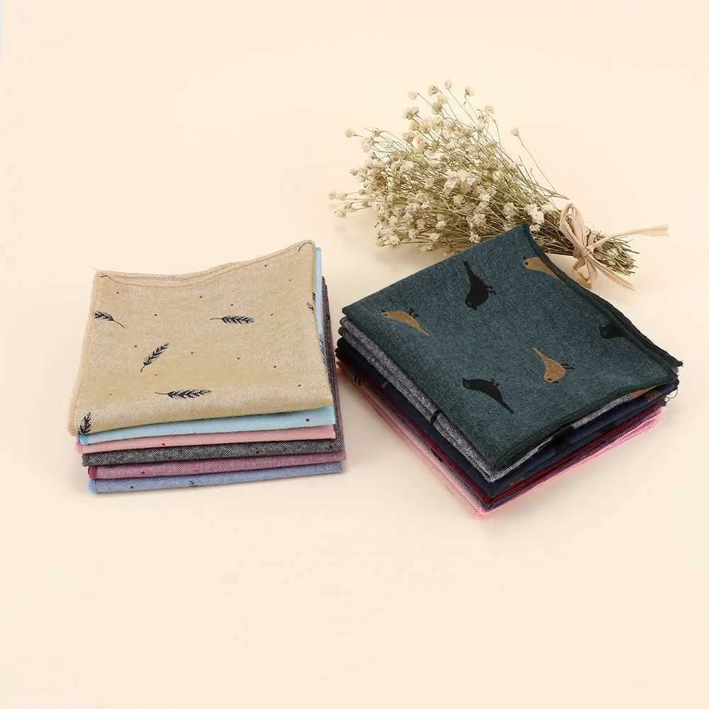 New Style Mens Hankerchief Scarves Tender Cotton Hankies Pocket Square Handkerchiefs Fashion Flower Wedding Accessories GiftX240921