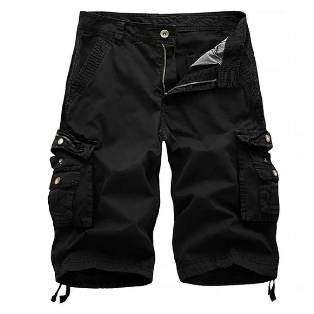 New Summer Casual Shorts Mens Straight Solid Sports Shorts Men Joggers Cargo Shorts Fashion Cotton Knee Length Sweatpants ManX240921