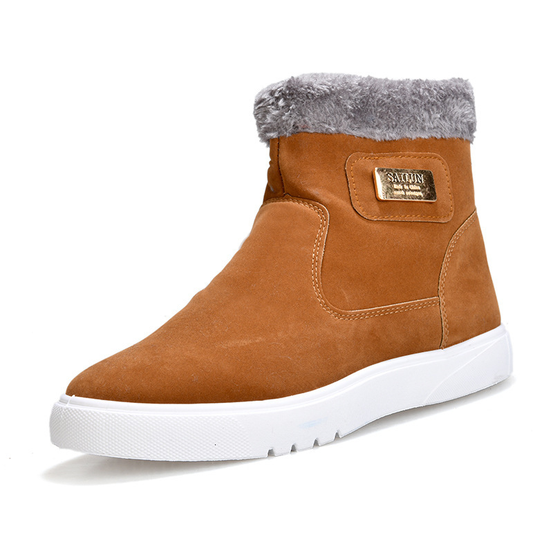 Thick Warm Men Casual Leather free shipping shoes Men's Winter Snow High-top Male Ankle designer boots with Fur Outdoor Cotton Shoe for Man