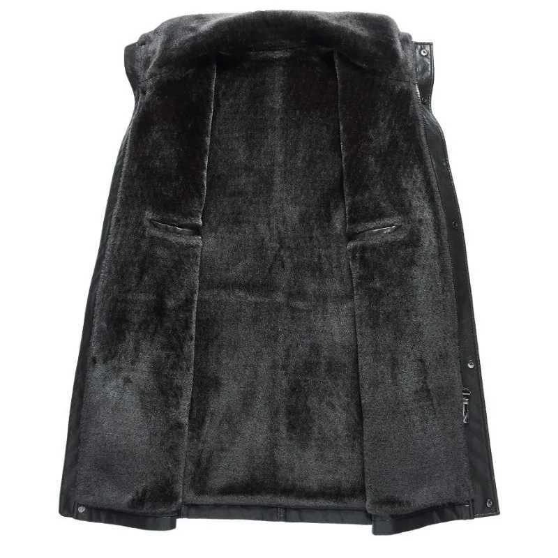 New mens fashionable casual fur integrated leather jacket winter mens medium thick wool lining warm sheepskin jacket W240918