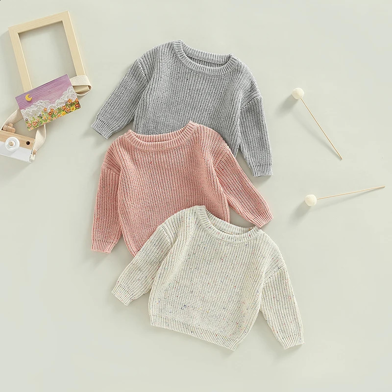 -10-08 Lioraitiin 0-6 Year Old Childrens Boys and Girls Autumn Sweater Colorful Spotted Long Sleeve Pulling Knitted Clothing 240918