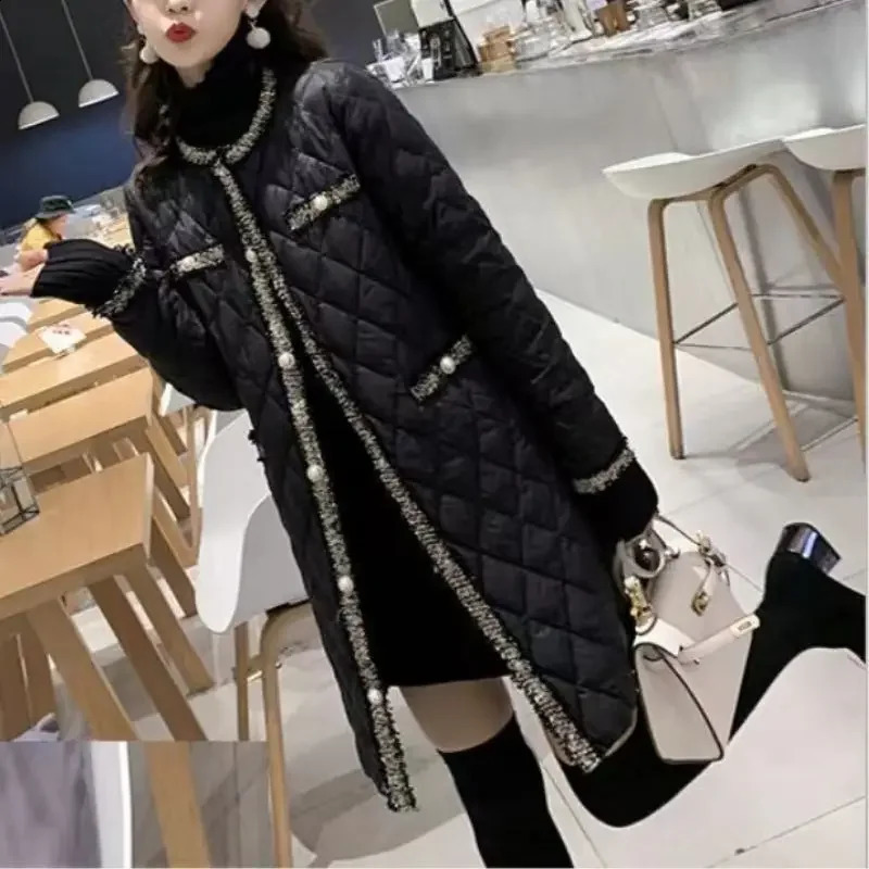 Autumn Winter Womens Elegant Fashion Loose Parkas Top Ladies Casual All-match Cardigan Coat Female Buttons Long Jacket Outwear 240914