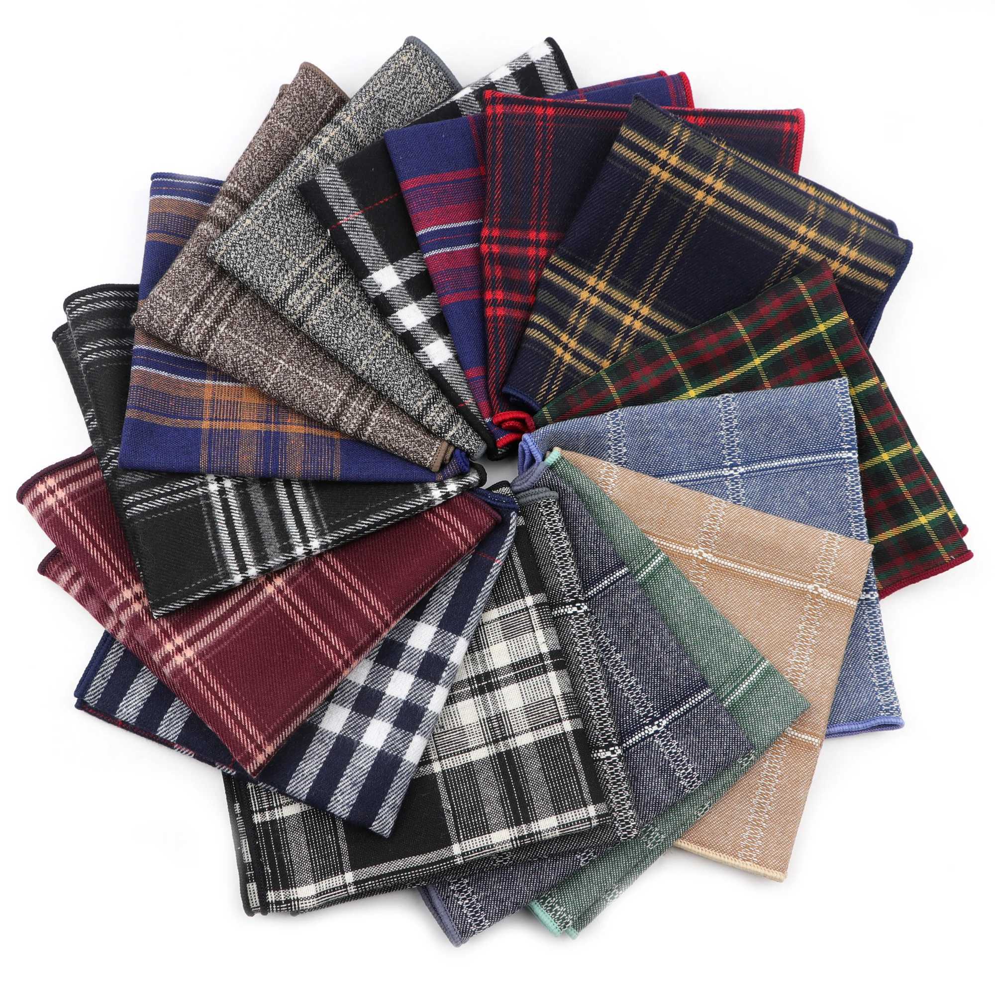 Striped Handkerchief Scarves Vintage Cotton Hankies Mens Pocket Square Handkerchiefs 23*23cm LengthX240921