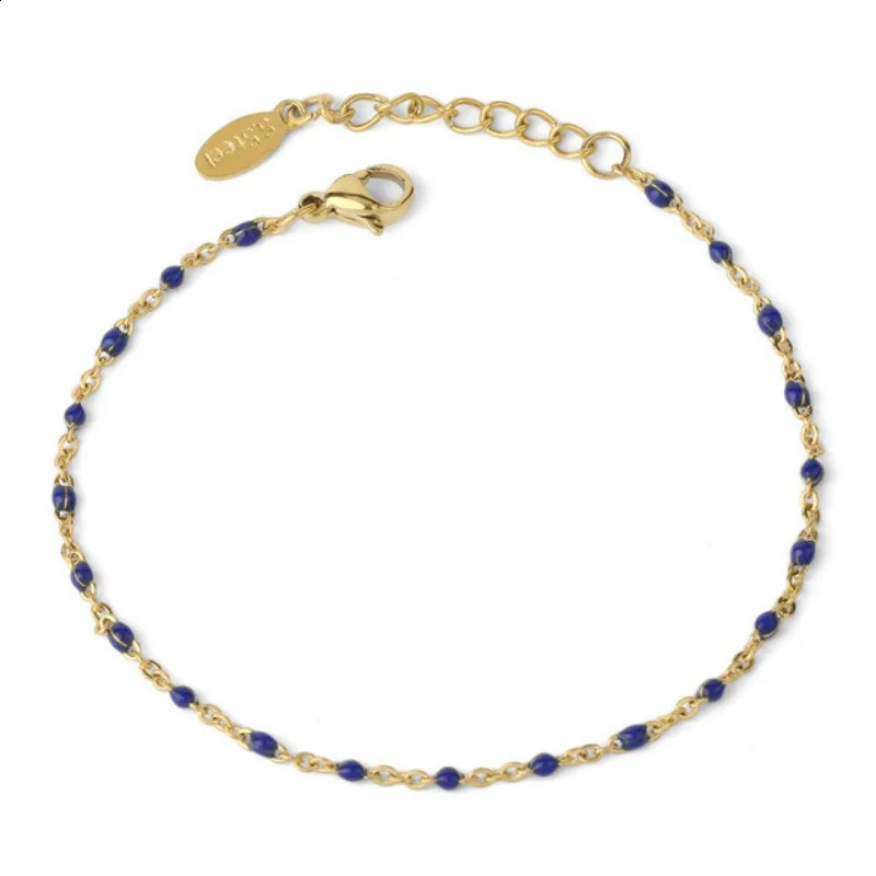 1PC Stainless Steel Link Cable Chain Bracelets Gold Color Metal Chains Multicolor Enamel Beads for Women Bohemian Jewelry Gifts 240919
