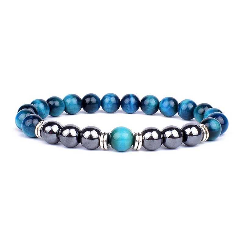Natural Tiger Eye Beads Bracelet Hematite Stone Beaded Yoga Energy Bracelet for Women Men Charm Jewelry Gifts Pulsera de hombreX240921