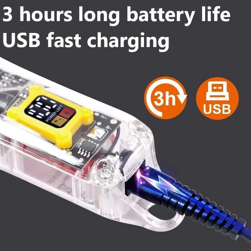 Professional Hair Trimmer Transparent Style LCD Digital Display Electric Hair Clipper Barber Rechargeable Hair Cutting Machine M240921
