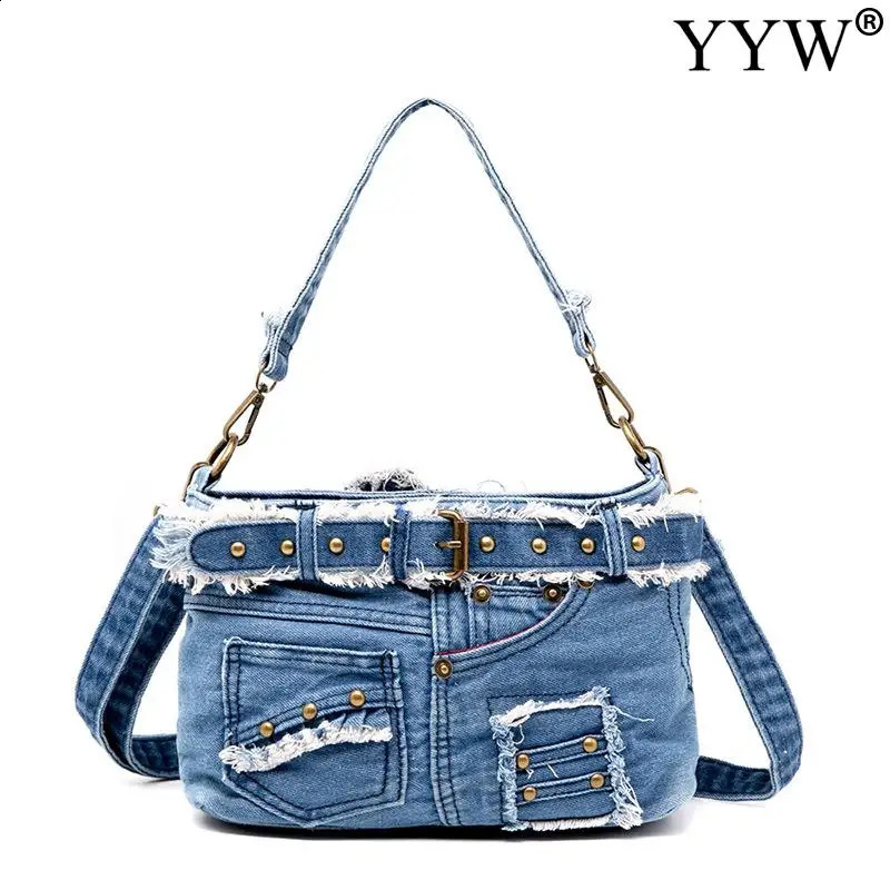 Leisure fashion denim womens handbag shoulder bag messenger 240919